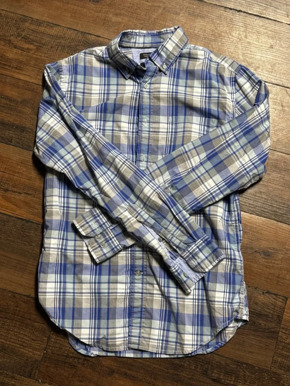 Banana Republic Men’s Small Blue Plaid Slim Fit Shirt
